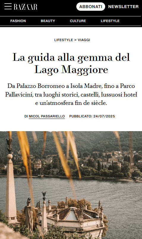 HARPER'S BAZAAR - La guida alla gemma del Lago Maggiore